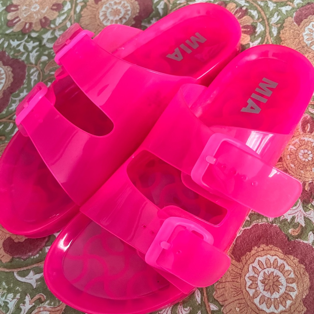 MIA Neon Pink Slide Sandals